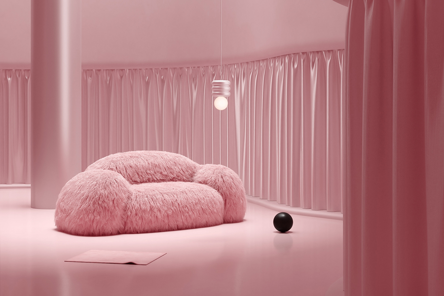 modern plush sofa